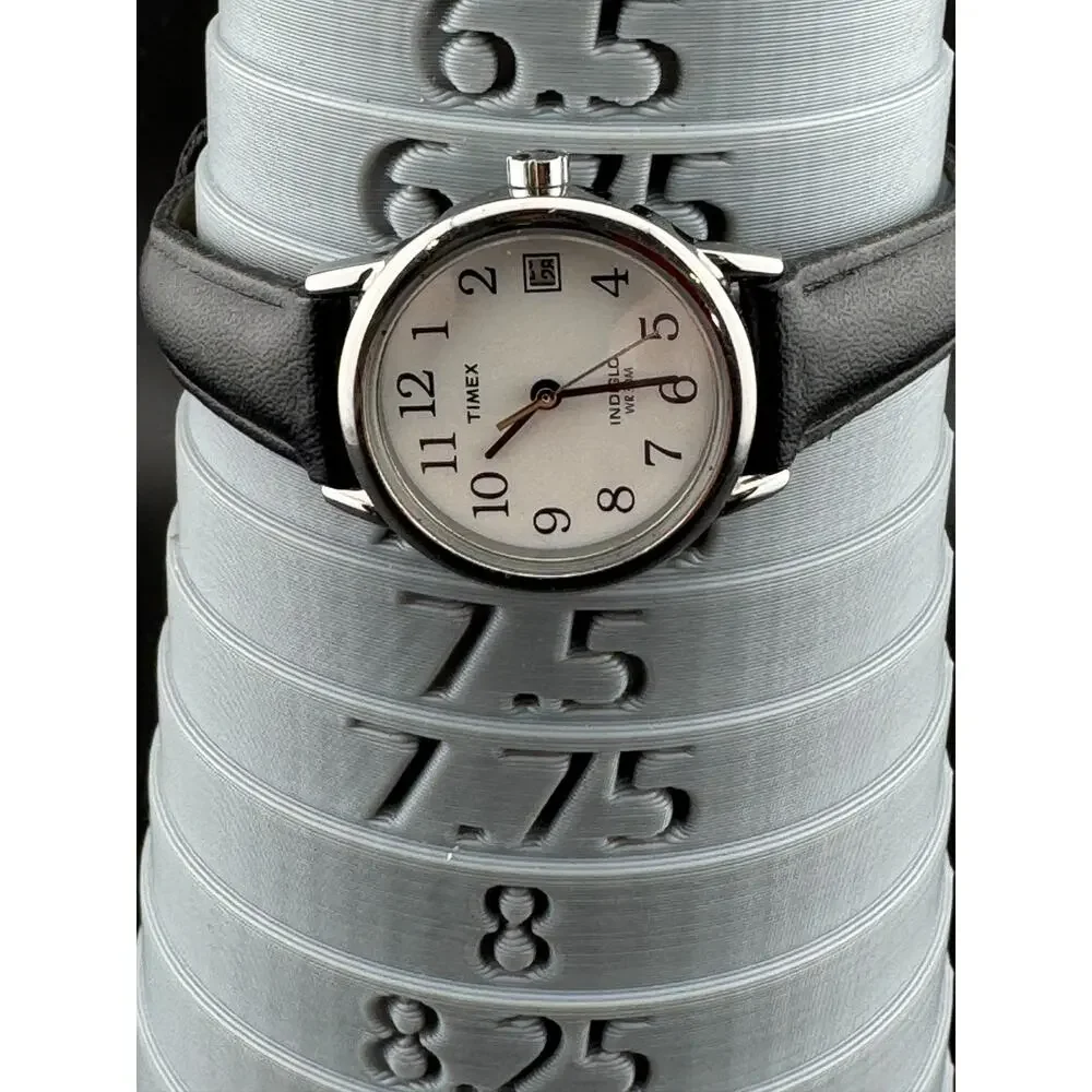 Timex Indiglo Ladies Watch White Dial Date Black Leather